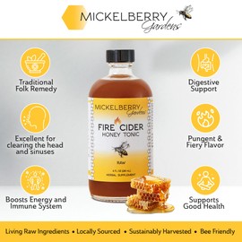 Fire Cider Apple Cider Vinegar Honey Tonic with Organic Turmeric Root, Ginger Root & Dandelion - Natural Digestion & Immune Support, 8 Ounces (Pack of 2)