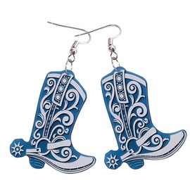 TOVINANNA 1 Pair Cowgirl Boot Earrings for Women Retro Blue Dangle Jewelry for Festivals Parties and Special Occasions Unique Country Style Accessory