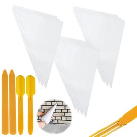 10 Pcs Tile Grout Bag with 4 Pcs Tile Caulk Tool, 40 x 28cm Masonry Mortar Bag Heavy Duty Tear Puncture Resistant Tip Cement Sealer Bag Pointing Bag for Mortar Cement Tile Installation