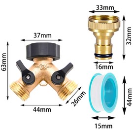 2-Way Y-Splitter 3/4 Inch Off, for Two Inlet Hoses or Connection of 2 Devices, with Separate Switch for Use on Washing Machine, Kitchen, Garden, Lawn Taps