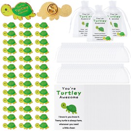 Juexica 50 Sets Employee Appreciation Gifts Bulk Positive Turtle Pins You're Awesome Inspirational Notecard Thank You Gift for Coworker Staff Volunteer Teacher Students Pocket Favor