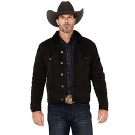 Cody James Men's Outlaw Sherpa Lined Denim Trucker Jacket - CJHO24O2-BLK X-