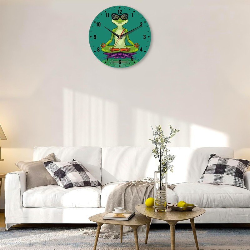 SPUNKER Wall Clock,Funny Frog Wall Clocks for Living Room Decor,Yoga
