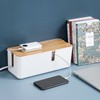 Cable Box with Bamboo Lid, Cable Organiser Box, Cable Storage