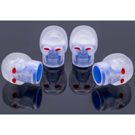 MEAJOO 4PCS Skull Fluorescent Tire Valve Stem Caps, Luminous Car Tire Air Cap, Skull Style Fluorescent Glowing Tire Air Caps Cover, Universal for Cars, Trucks, Bikes, Motorcycles, Bicycles(Blue)