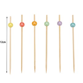 ENLACE Colourful Beads Cocktail Skewers, Pack of 100 Skewers, Finger Food Children, 12 cm Beads Cocktail Decoration Wedding Wooden Skewers, Cocktail Sticks, Toothpicks, Wood, Fruit Skewers, Cheese