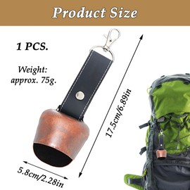 CHENNAN 1 x Anti Bear Bells, Leather Bear Bell, Bear Bells for Hikers, Vintage Mini Cowbell, Loud Bear Bells for Hiking, Outdoor Hiking, Backpack Pendant, Animal Neck Ba (C2)