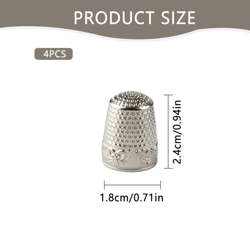 Wellrun 4pcs Sewing Thimble Finger Protectors,Metal Finger Guard,Embroidery Fingertip Rings