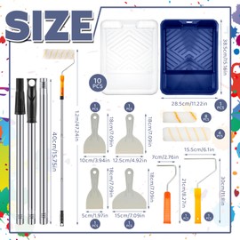 Qilery Paint Roller Kit 31 Pack Paint Roller Set 4 and 9 Inch Paint Rollers with Brush Holder and Extension Pole for Painting Wall Paint Tray with Liners Angled Brush and Cleaning Knives for Home