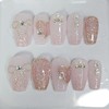 Pink Heart Glitter Homemade Nail Tips - Almond / 핑크