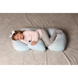 Twin Z Pillow Blue - Breastfeeding, Bottlefeeding, Tummy Time, Reflux, Support and Pregnancy! No Foam! The Ultimate Baby Essentials! The Best in Twins Baby Gear!