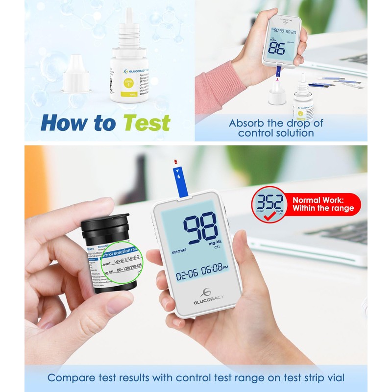 Control Solution Only for Glucoracy G-425-2/G-425 Glucose Meter Function Test,