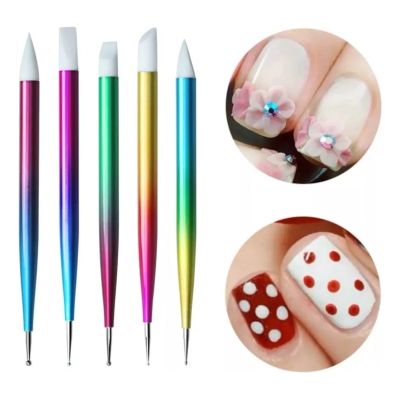 Unic Pinceles De Silicon Para Decoración 3d Con 5 Punteros