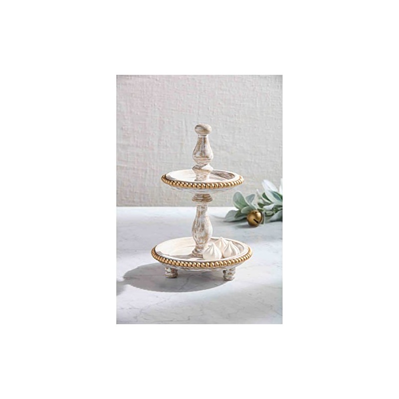Mud Pie Mini Gold Bead Tiered Server, board 9 1/2"