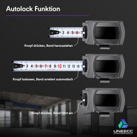 UNEECC Premium Tape Measure 5 m | Auto Lock - Automatic Tape Lock | Tape Measure 5 m | Magnetic Hook | Tape Measure 5 m | Extremely Robust | Roll Tape Measure | Extra Wide Tape