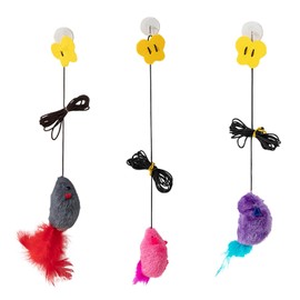 jatimdotin 3 Stück Katzenspielzeug, Selbstbeschäftigung Hängende Türrahmen Elastische Katzenspielzeug, Katzenspielzeug Mäuse mit Quietschgeräusch für Katzenauslauf und gegen Langeweile
