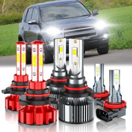 CHUSYYRAY For 2006-2012 Toyota RAV4 Combo 6x LED Headlight Hi/Lo + Fog Light Bulbs
