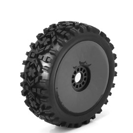 HUTSRAI 4 Pieces 1/8 RC Rubber Tires 120mm 112mm Tire 17mm Hex Hub for 1/8 RC Car SUV Accessories 4pcs