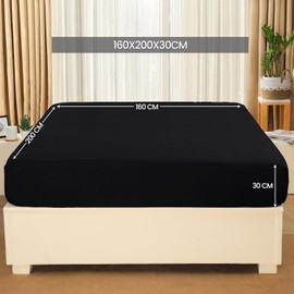 Utopia Bedding Fitted Sheet, Brushed Microfibre, up to 30 cm, OEKO-TEX Standard 100, 160 x 200 cm, Black