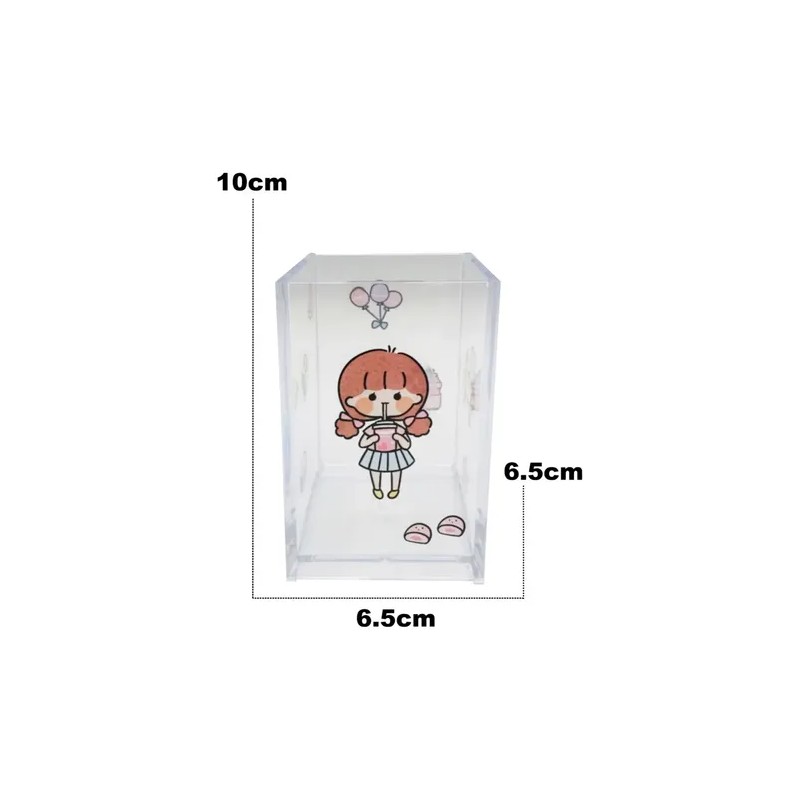 Bote Para Lapices Transparente Con Stickers