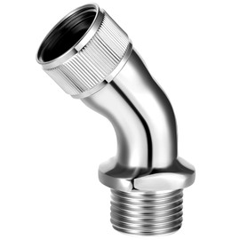 Shower Elbow Adapter for Shower Head, All Metal Handheld Shower Head Elbow Adapter 45° Male to Female G1/2 Shower Arm Pipe Angle Connector Solid Brass Constructed, Polish Chrome