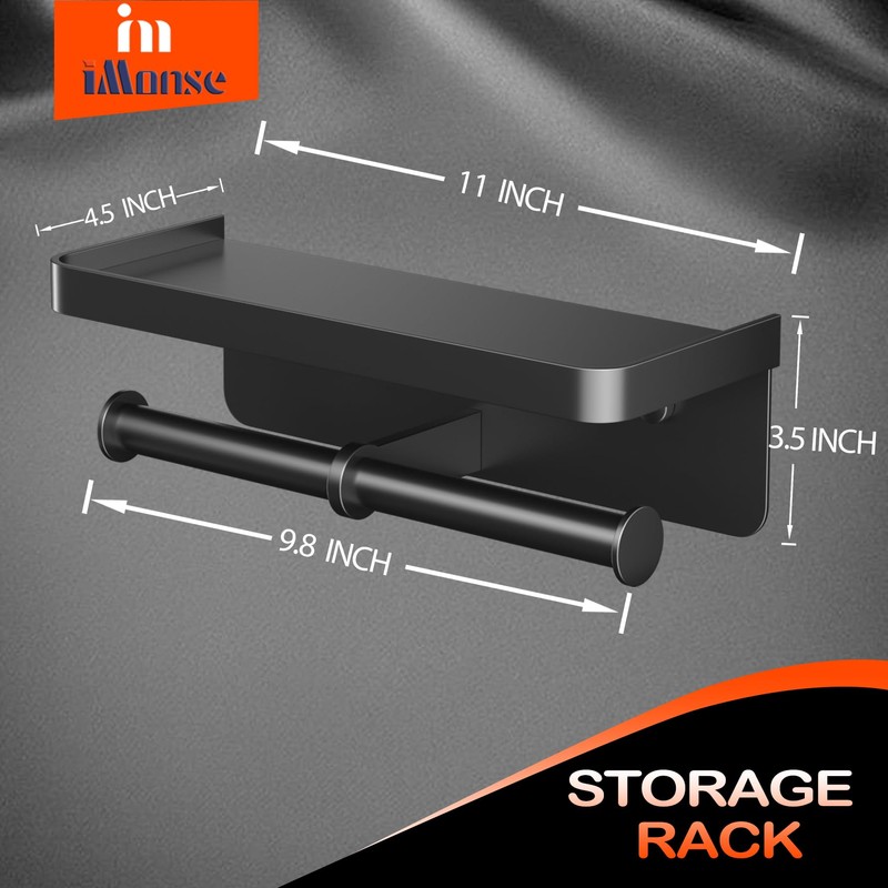Double Toilet Paper Holder with Shelf, Commercial Toilet Paper Towel