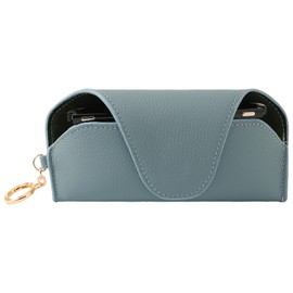 KEVANCHO Leather Sunglass Holder for Car with Detachable Visor Clip, Travel Sunglasses Case with Clip, Portable Eyeglasses Case Glasses Organizers and Storage (Blue)