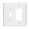 Leviton 2-Gang 1-Toggle 1-Decora/GFCI Device Combination Wallplate, Midway Size, Thermoset,