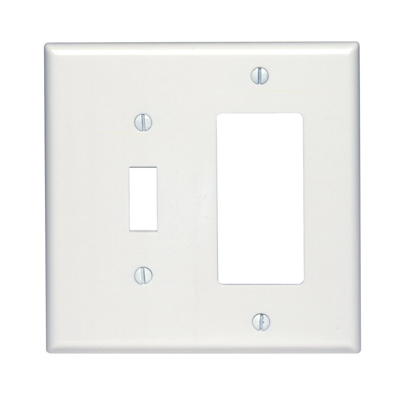 Leviton 2-Gang 1-Toggle 1-Decora/GFCI Device Combination Wallplate, Midway Size, Thermoset,