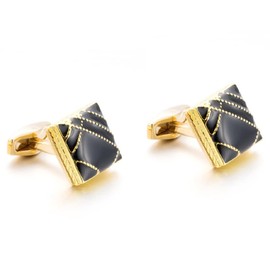 Classic Square Cufflinks for Men, Gold Line Plaid Cufflinks, Black Gold Cuff Links, Checkered Cufflinks French Cufflinks, Square Cufflinks for Tuxedo Shirt, Best Man Wedding Cufflinks Gifts