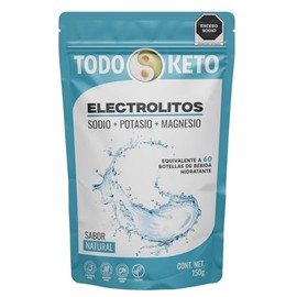 TODO KETO Electrolitos Polvo Natural Sin Azúcar (150g)- Hidratacion Deportiva para Runner,Ciclismo y Gym- Sales de Magnesio, Potasio y Sodio - Evita C