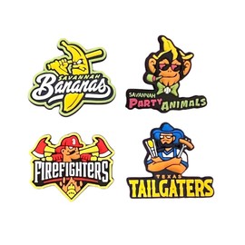 Banana Baseball Team Shoe Charms Set, Savannah Design, Sports Themed Decorative Accessories