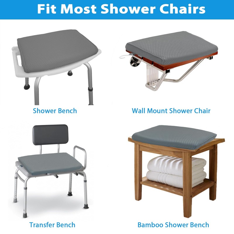AEROiVi Shower Seat Cushion Non-Slip Silicone Bottom 3D Mesh Washable