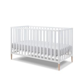Sorelle Furniture Mia Crib Classic 3-in-1 Convertible Crib, Made of Sustainable Beech Wood, Wooden Baby Bed, Toddler and Child’s Daybed, with Removable Feet, Simplistic Nursery Furniture (White)