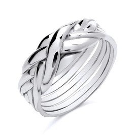 925 Sterling Silver 6 Band Puzzle Ring size M N O P Q R S T U V - Men's or Ladies (V)