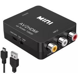 Amtake RCA to HDMI Converter, 1080P RCA Composite CVBS AV to HDMI Video Audio Conver...