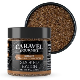 Smoked Bacon Salt - Bacon Seasoning Great for Cooking or Finishing - Alderwood Smoked Sea Salt - 4 oz. Stackable Jar - Caravel Gourmet