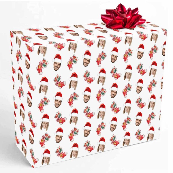 Customized Wrapping Paper with Photo Custom Stocking White Wrap Paper
