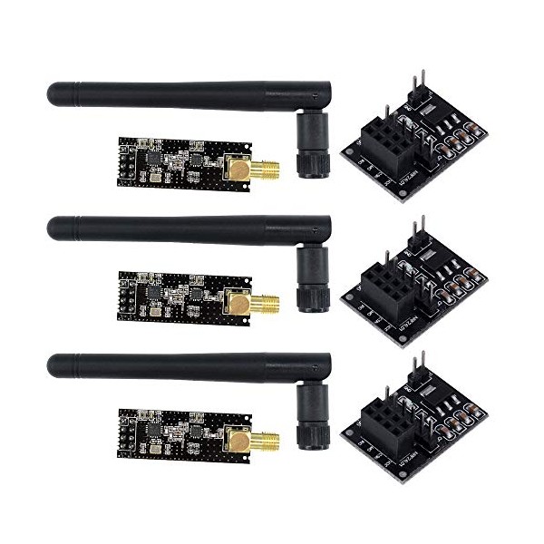 Aideepen 3PCS NRF24L01+PA+LNA RF Transceiver Module with SMA Antenna 2.4