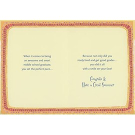 Designer Greetings Blue Snail With Glasses Middle School Graduation Congratulations Card