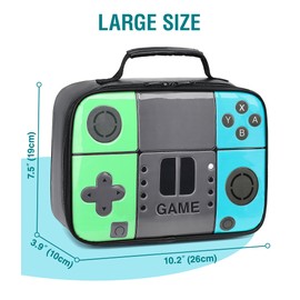 Boys Lunch Box,Kids Gamer Lunch Box for Boys,Insulated Leather Lunch Bag for Kids,School Thermal Meal Cooler Lunchbox for Boy Toddler Teen