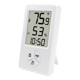 Urageuxy Digital Hygrometer Indoor Thermometer Humidity Meter with Temperature and Humidity Room Thermometer with Time Alarm Clock for Home, Bedroom, Baby Room, Office, Greenhouse, Cellar