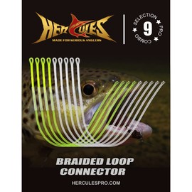 HERCULES Fly Fishing Leader Connector for Fly line 9Pcs Pro Selection Combo - 20lb 30lb 50lb, Clear and High-Vis Yellow