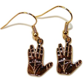 S Trek Live Long Hand Salute French Wire Earrings