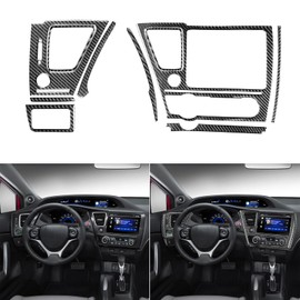 Real Premium 3K Carbon Fiber Decals Center Console Navigation Air Conditioning Adjustment Radio Kit Sticker Trim Compatible with Honda Civic 9 Coupe Sedan 2013 2014 2015 Interior Accessories -C