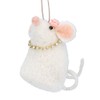 Gisela Graham Felt Decoration White Mouse with Diamante Necklace