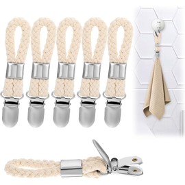 nuluxi Pack of 6 Towel Clips, Hanger for Towels Towel Clips with Loops, Towel Holder Clips, No Sewing Towel Clip, Towel Clips for Hanging for Kitchen, Bathroom, Balcony