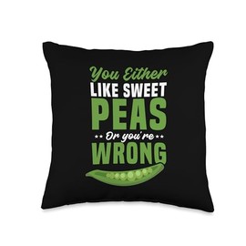 Sweet Peas Vegetarian Seed Pod Sweet Peas Funny Gardener Throw Pillow