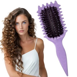 Curly Hair Brush, 2024 Newest Boar Bristle Detangling Brush for Styling, Less Pulling, Soft Curl Hair Brush for Combing Detangling Brush for Men Women Girls (Purple)