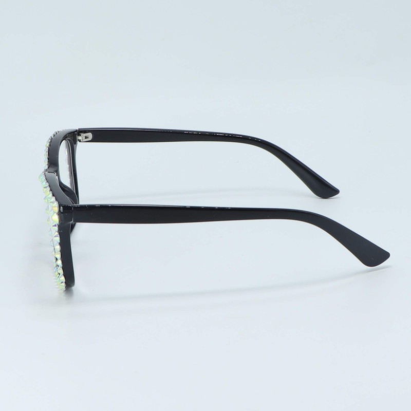 FUPRECIOUS Square Rhinestone Reading Glasses For Women Blue Light Blocking